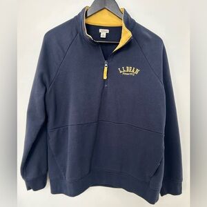 L.L. Bean Navy & Yellow Quarter Zip Pullover - Women’s Large